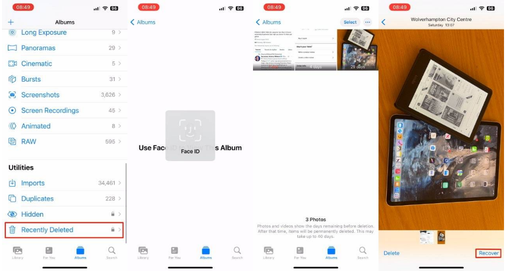 乌拉特中苹果14维修分享 iPhone14 上恢复已删除的照片 